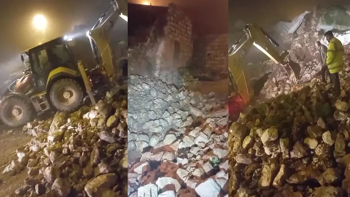 Batman'da fırtınada 2 katlı taş bina çöktü